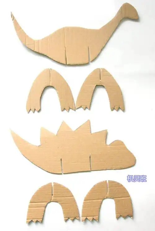 纸箱瓦楞纸板废物利用:儿童手工制作恐龙玩具(步骤图解)
