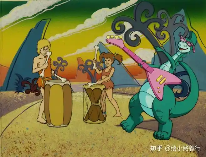 80后动画丹佛最后的恐龙4个嬉皮士少年教恐龙滑滑板唱摇滚