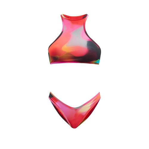 the attico女士泳衣|swirl-print high-neck bikini