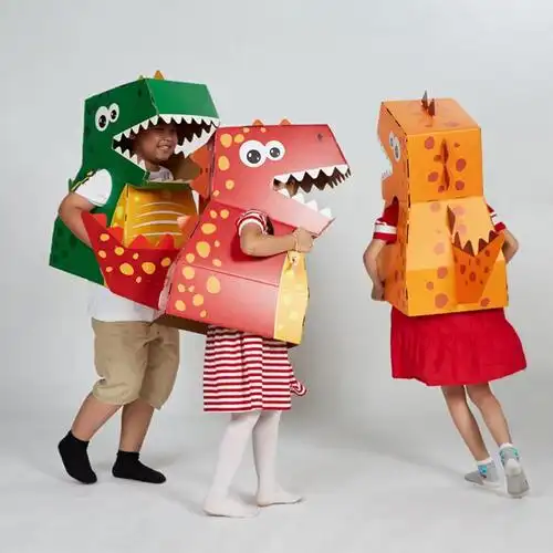 恐龙纸箱可穿diy纸板玩具幼儿园手工制作材料男孩霸王龙装扮衣服2月15